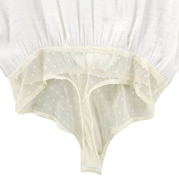 NWT FREE PEOPLE INTIMATELY Ivory White Lady Like Lady Bodysuit Draped Top LARGE - Picture 7 of 10